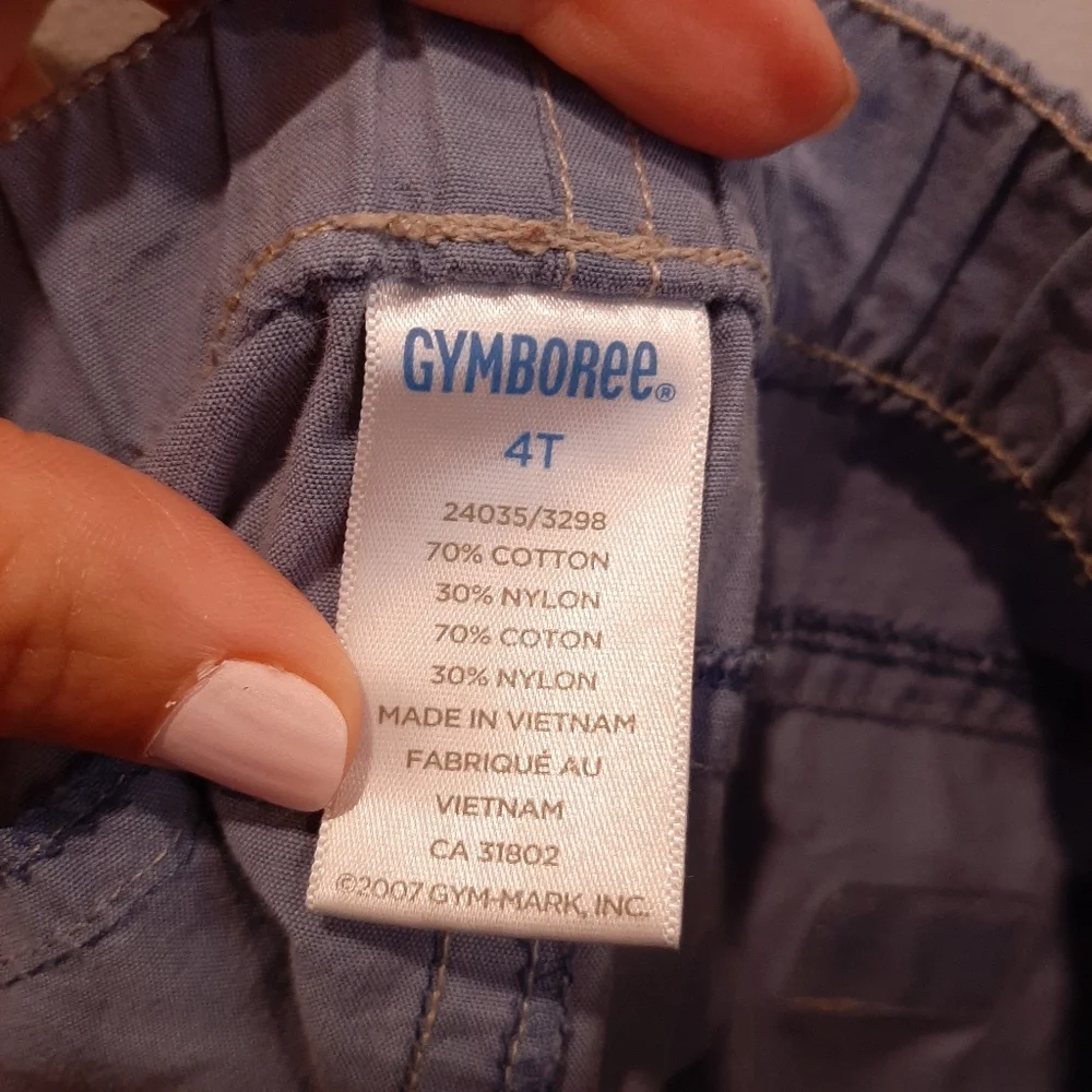Gymboree Chambray Preppy Drawstring Cargo Shorts Boys Size 4T Blue